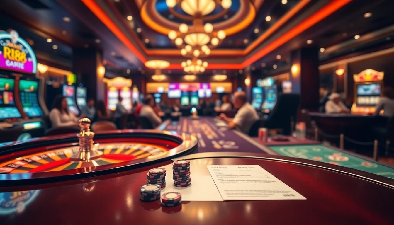 Engaging players experiencing thrill at RR88 bet tables with poker chips and roulette wheel.