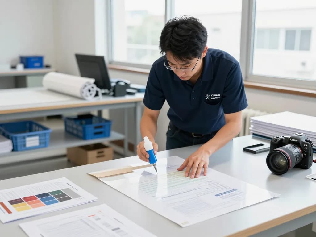 Expert technician demonstrating cách tháo lớp ép dẻo from laminated documents in a bright workshop setting.