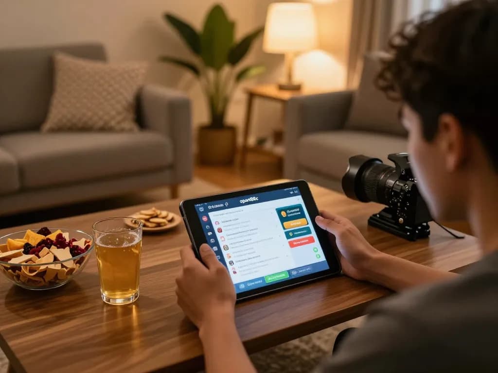 Player using open88c app at home for online sports betting strategy.