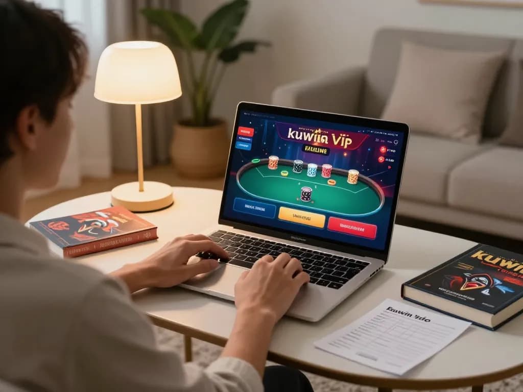 Engaging in online casino gaming for kuwin vip promotions at a comfortable home setup.