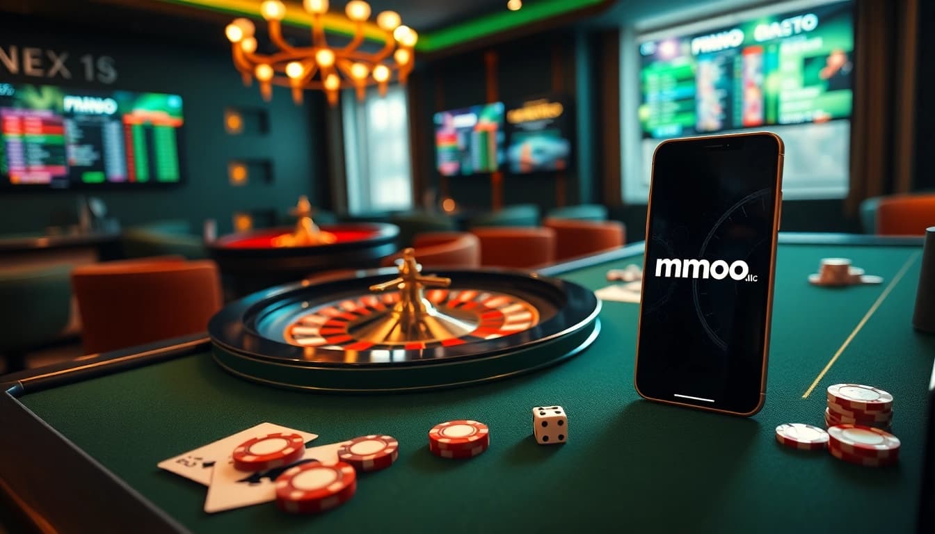 Luxury online gambling environment showcasing mmoo.llc with casino elements.