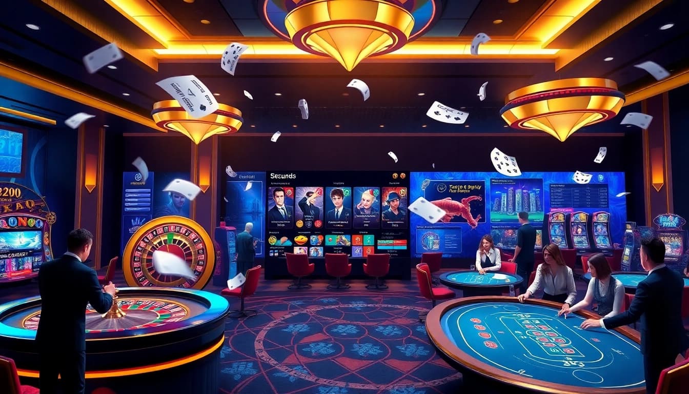 Engage with the vibrant scene of nhà cái mmoo casino games featuring exciting slot machines and table interactions.