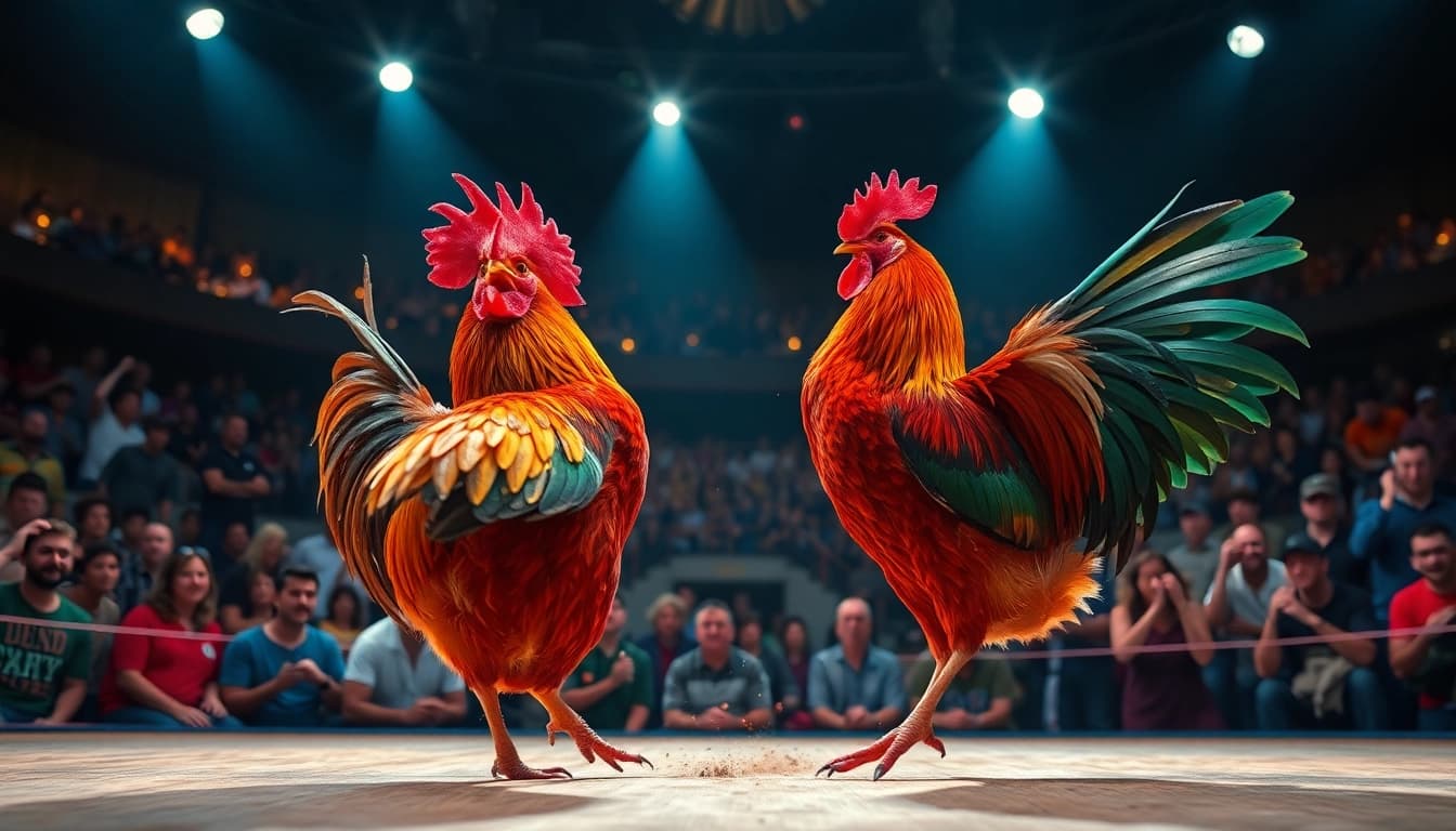 Live chicken fighting event with intense action and commentary today