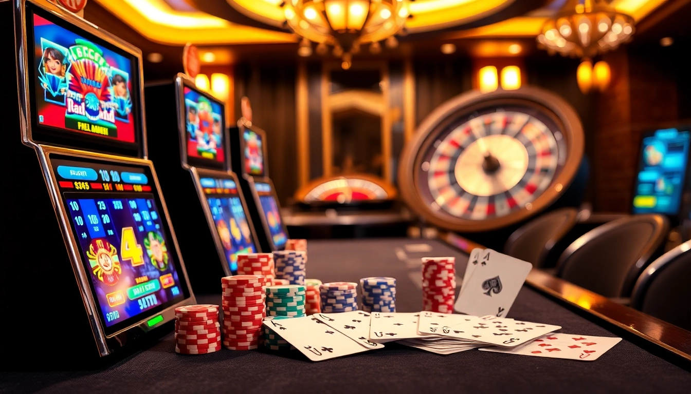 Experience the thrill of F168 at a vibrant casino table with colorful chips and cards.