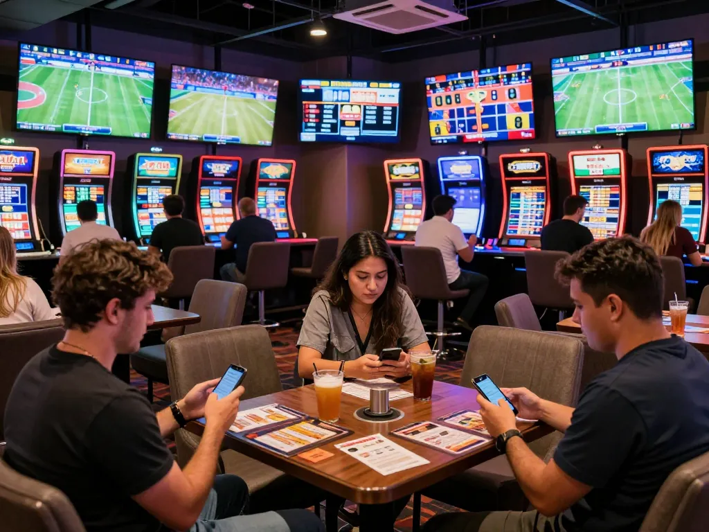 Fans engaging in live sports betting at LU88 with dynamic screens showing events and betting slips