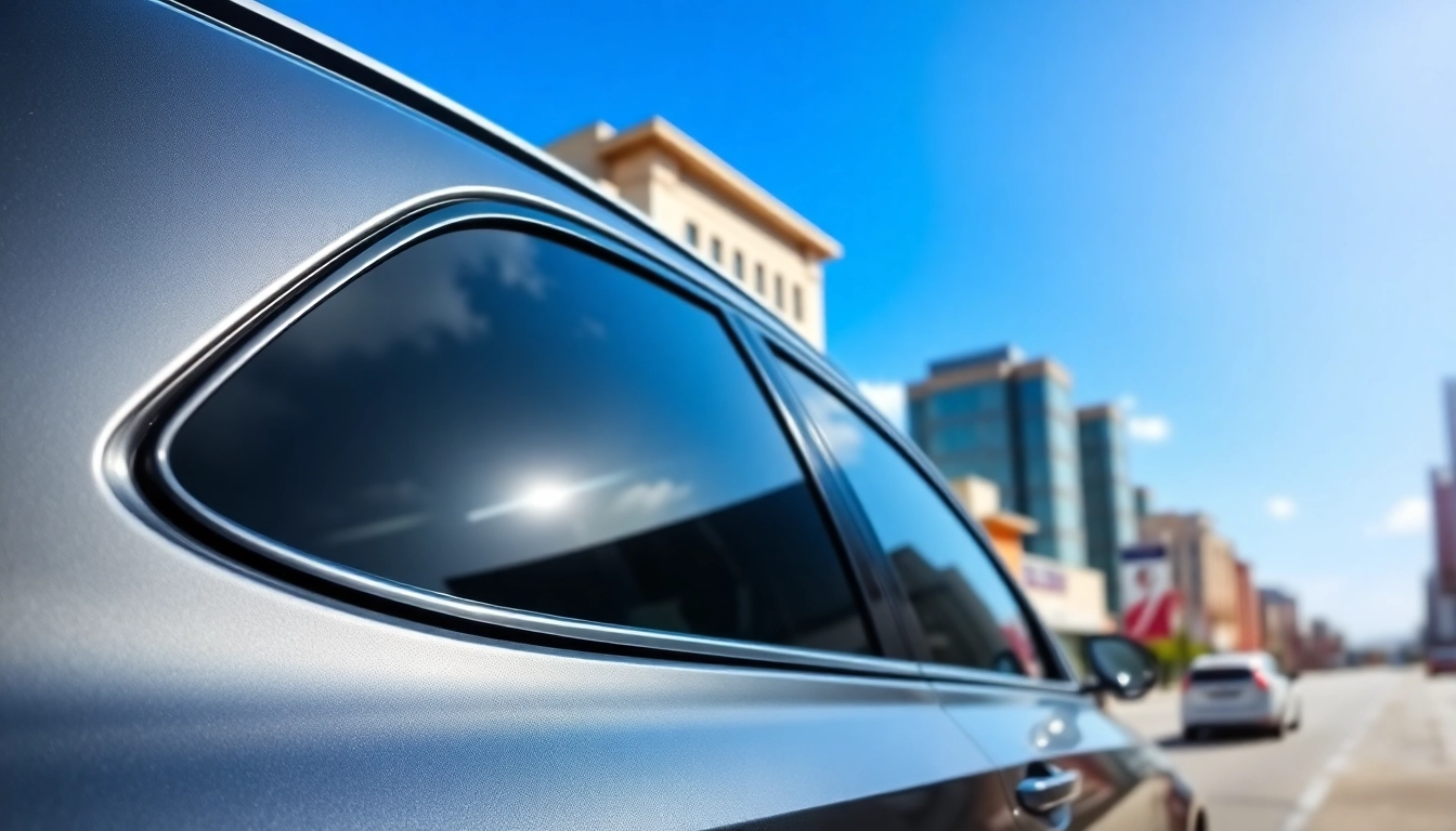 Ceramic window tint applied on a sleek vehicle, enhancing sunlight reflection and style.