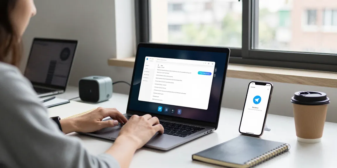Configure Telegram Chinese interface on a laptop with multiple language packs visible, highlighting tech-savvy workspace.