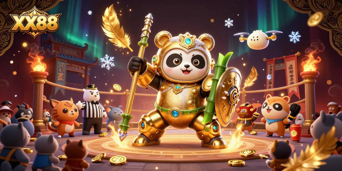 Engage in thrilling gaming adventure with XX88 at this lively casino arena illustration.
