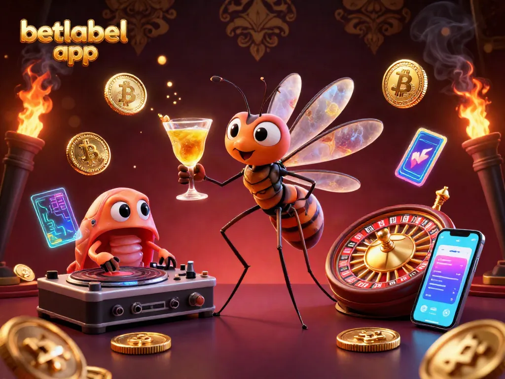 Experience the thrilling betlabel app with an engaging mascot scene in a vibrant casino atmosphere.
