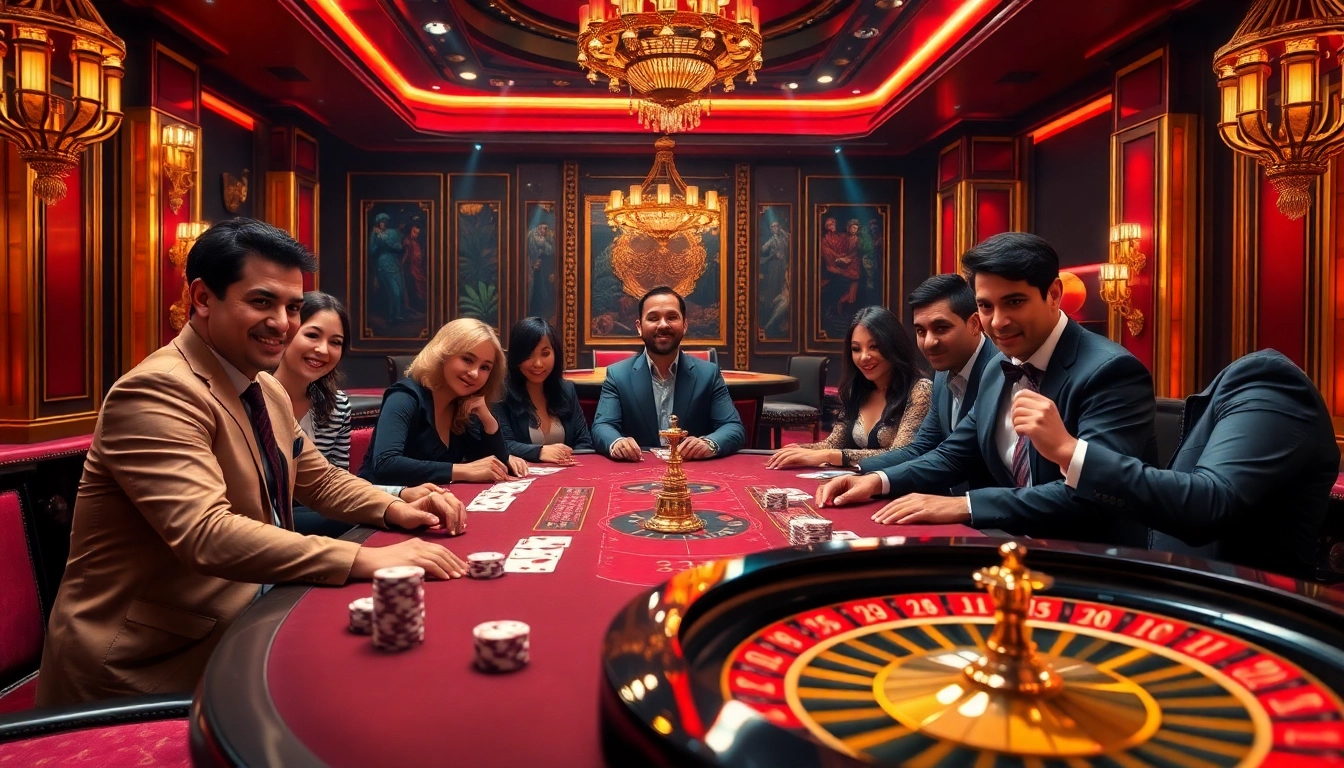 Players enjoying a thrilling game at a luxurious gaming table at uu88 company casino.