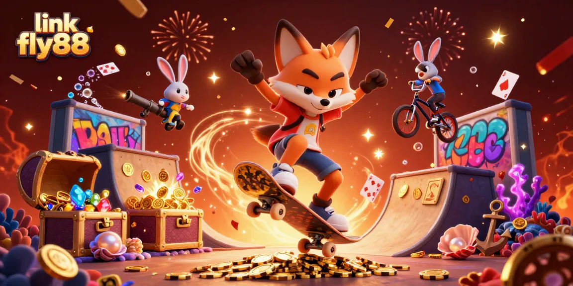 Join the exciting world of link fly88 with colorful casino-themed illustrations and thrilling characters!