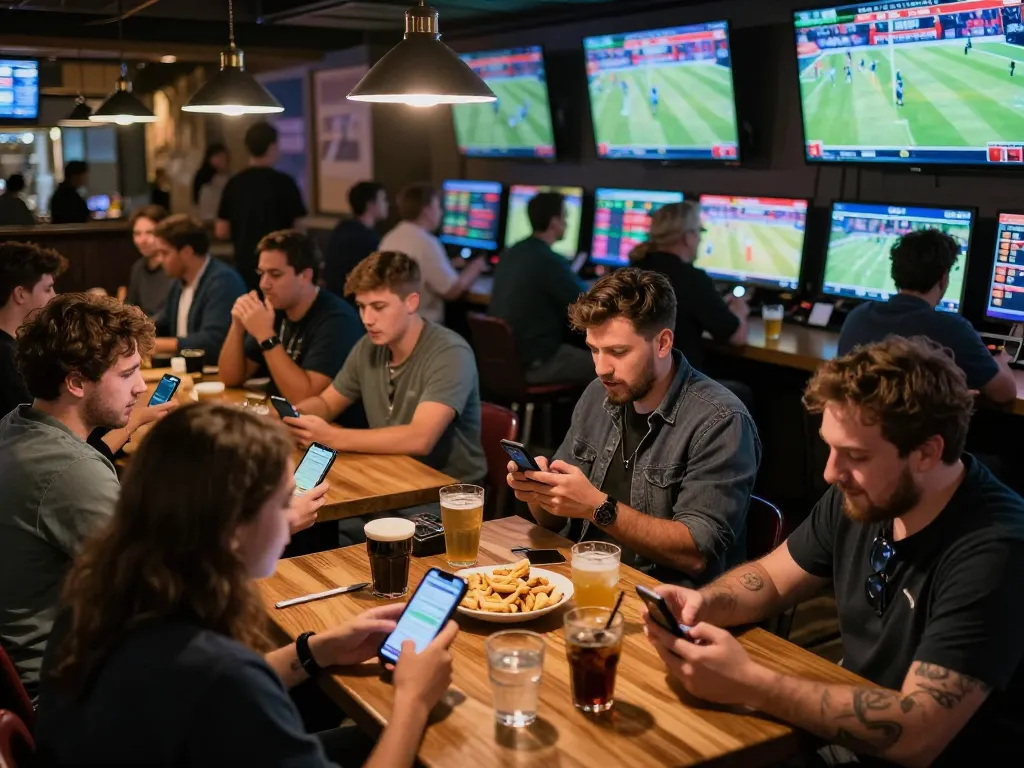 Sports enthusiasts engaging in betting at NHÀ CÁI DA88 during live sports events