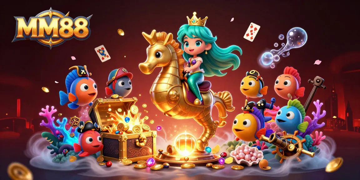 Experience the excitement of MM88's vibrant gaming world with a mermaid princess and her treasure.