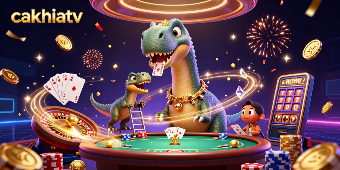Cakhiatv offers high-quality live sports viewing with a dynamic casino atmosphere featuring 3D characters and gaming elements.