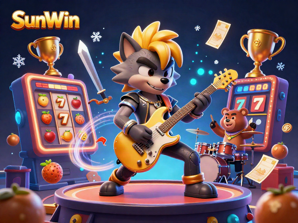 Experience thrilling gameplay with SunWin's vibrant 3D casino illustration showcasing excitement and action.