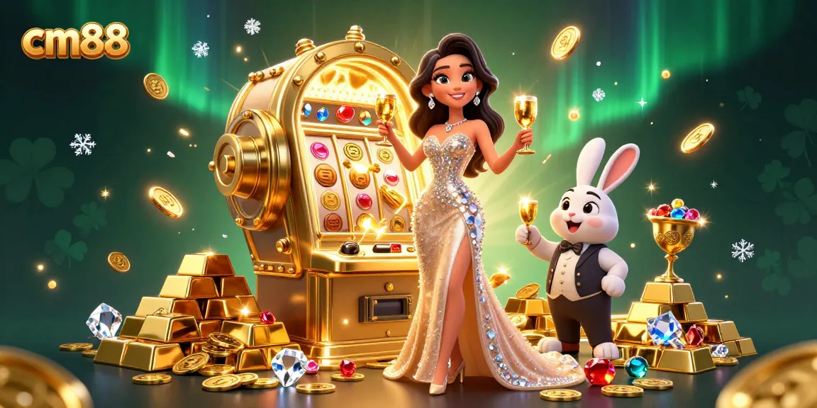 Experience the thrill of cm88 with a glamorous casino scene featuring stunning jackpot action and golden elements.