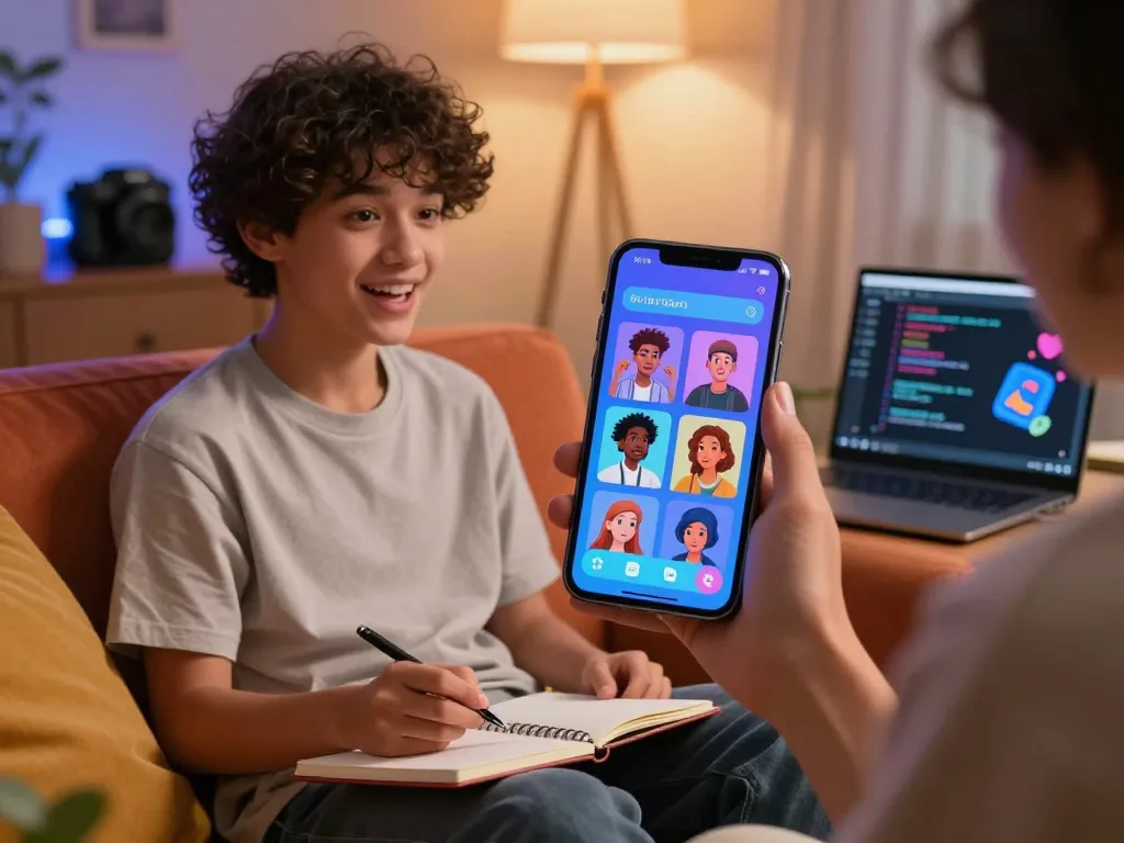 Engaging chat interaction with crushon ai character displayed on a smartphone in a cozy setting, highlighting technology and comfort.