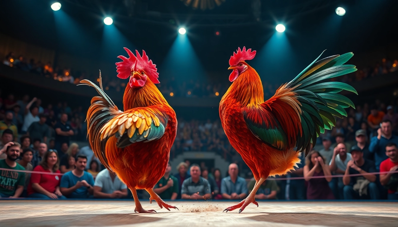 Live chicken fighting event with intense action and commentary today