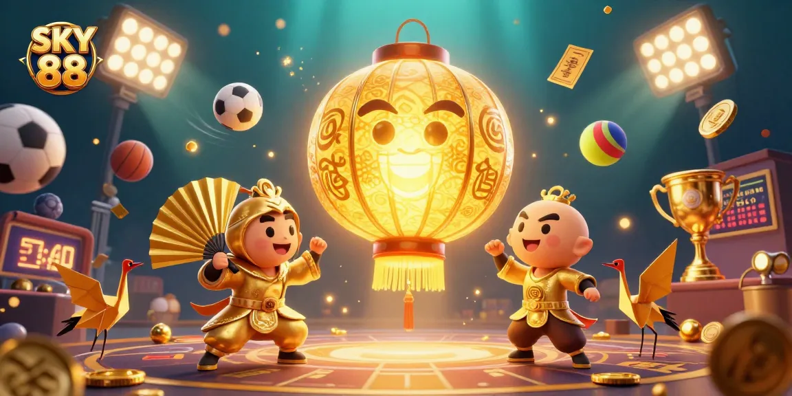 Experience excitement in winning strategies with SKY 88, featuring dynamic casino elements and characters.