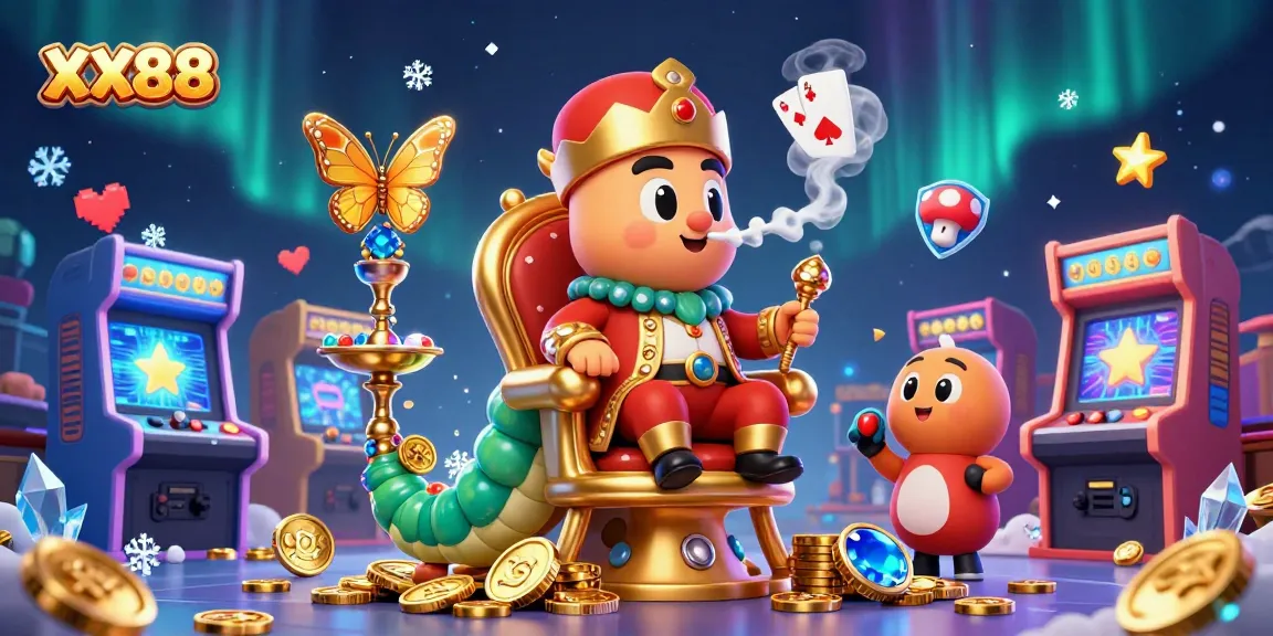 Engage with exciting games at XX88, featuring vibrant characters, colorful slots, and shimmering coins.