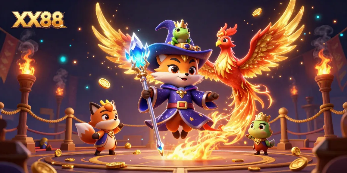 Experience the excitement of the XX88 online casino with mystical characters and vibrant gaming elements.